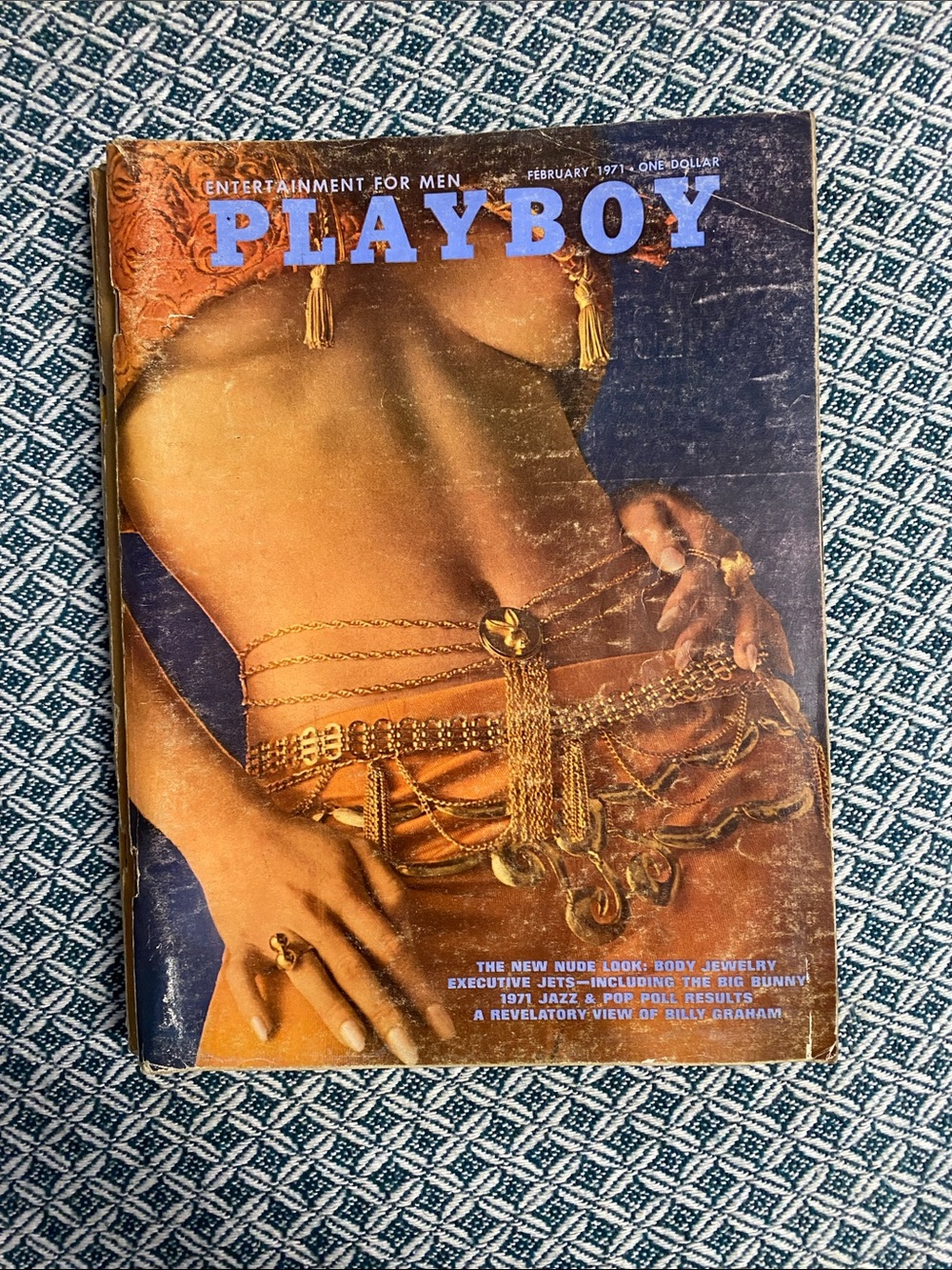 1971 PLAYBOY Cover — Blue Masthead with Gold Accents